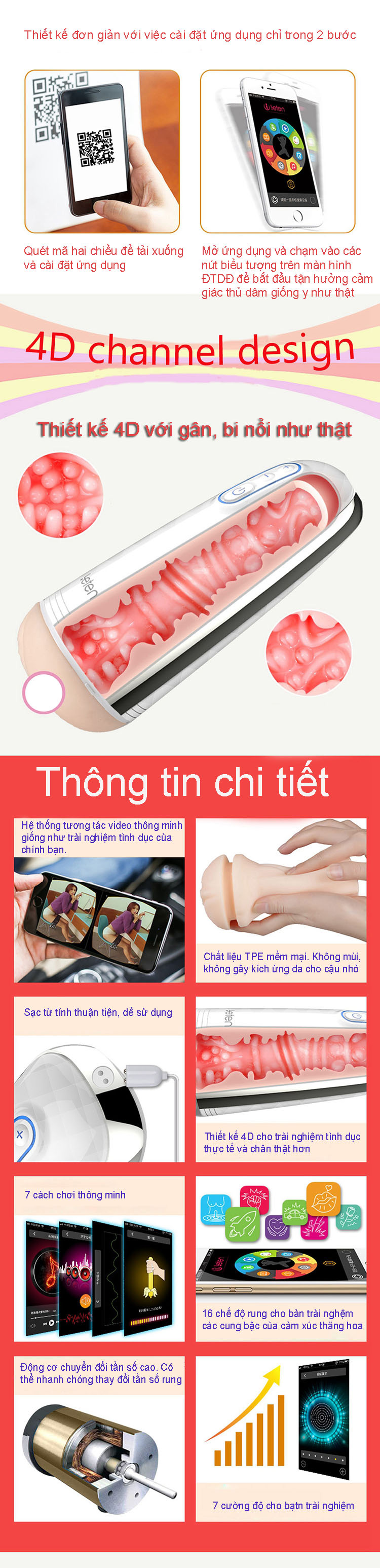 bên trong Cốc thủ dâm Leten Z9 điểu khiển qua mobile
