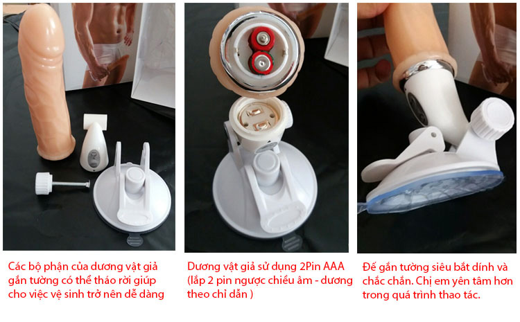 Dương vật silicon siêu rung gắn tường xoay 180 độ