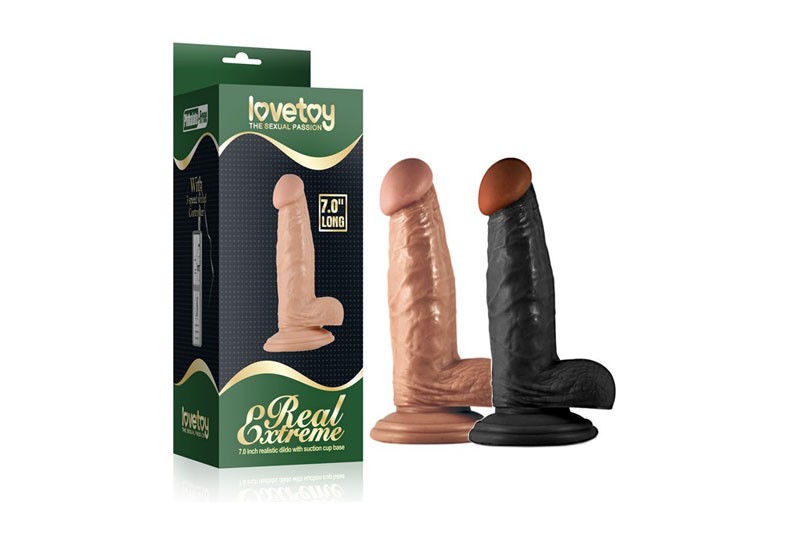 bao bì Dương vật giả có đế hít tường Lovetoy Real Extreme 7.0 inch
