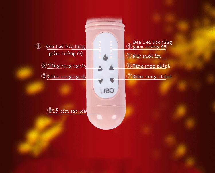 Dương vật đa năng rung xoay thụt có điều chỉnh nhiệt độ LIBO