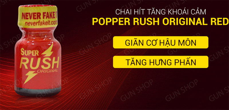 Chai hít tăng kích thích nam và nữ Popper Rush Original Red - Chai 10ml