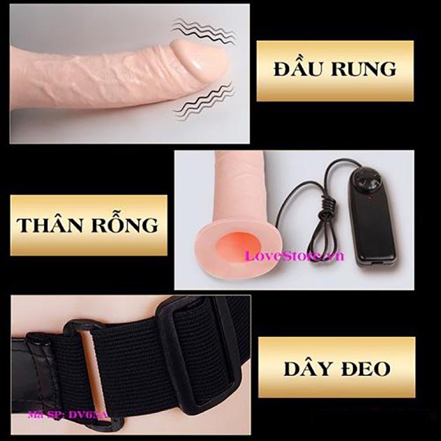 Dương vật giả có dây đeo rỗng ruột